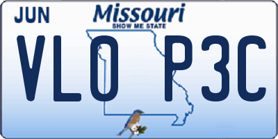 MO license plate VL0P3C