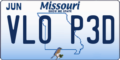 MO license plate VL0P3D