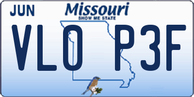 MO license plate VL0P3F