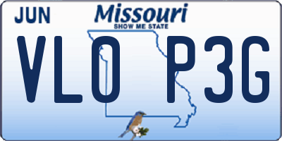 MO license plate VL0P3G