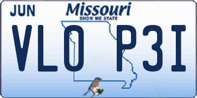 MO license plate VL0P3I
