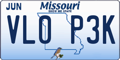 MO license plate VL0P3K
