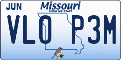 MO license plate VL0P3M