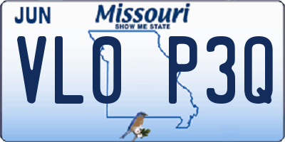 MO license plate VL0P3Q