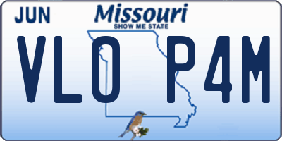 MO license plate VL0P4M