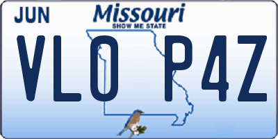 MO license plate VL0P4Z