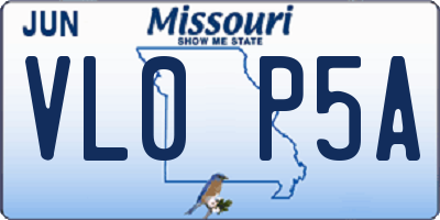 MO license plate VL0P5A