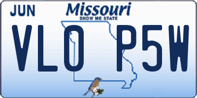 MO license plate VL0P5W