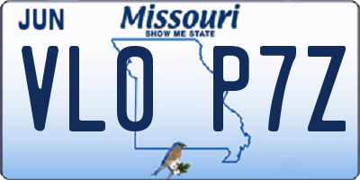 MO license plate VL0P7Z