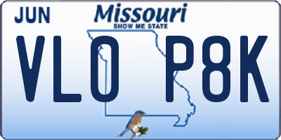 MO license plate VL0P8K