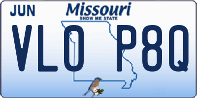 MO license plate VL0P8Q