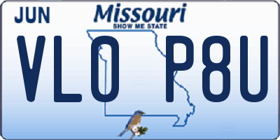 MO license plate VL0P8U