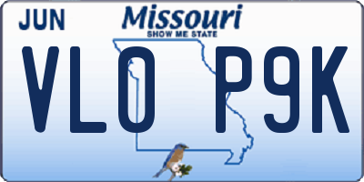 MO license plate VL0P9K