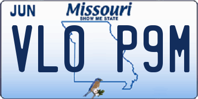 MO license plate VL0P9M