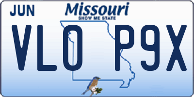 MO license plate VL0P9X
