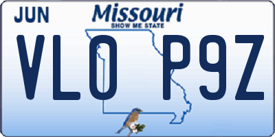 MO license plate VL0P9Z