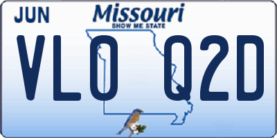 MO license plate VL0Q2D