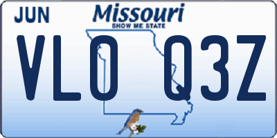 MO license plate VL0Q3Z