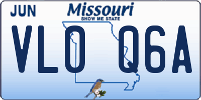 MO license plate VL0Q6A