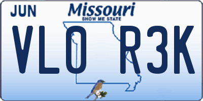 MO license plate VL0R3K