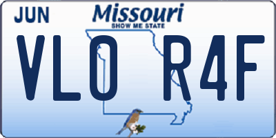 MO license plate VL0R4F