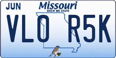 MO license plate VL0R5K