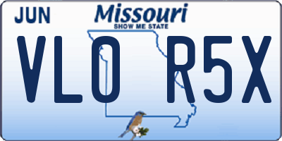 MO license plate VL0R5X