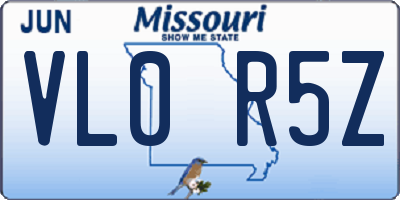 MO license plate VL0R5Z