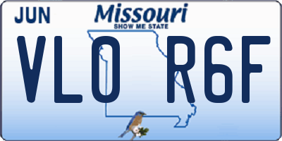 MO license plate VL0R6F