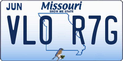 MO license plate VL0R7G