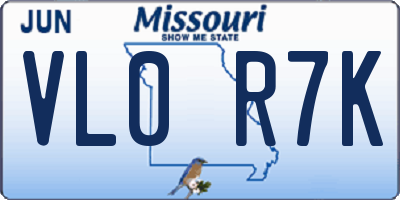 MO license plate VL0R7K