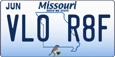 MO license plate VL0R8F