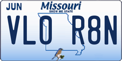 MO license plate VL0R8N