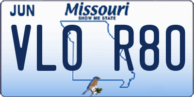 MO license plate VL0R8O