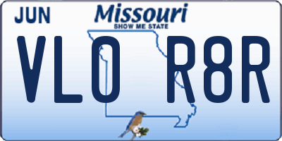 MO license plate VL0R8R