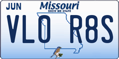 MO license plate VL0R8S