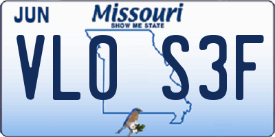 MO license plate VL0S3F