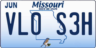 MO license plate VL0S3H