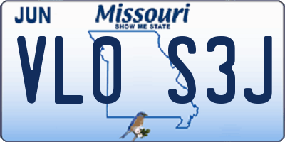 MO license plate VL0S3J