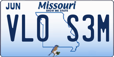 MO license plate VL0S3M