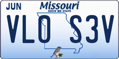 MO license plate VL0S3V