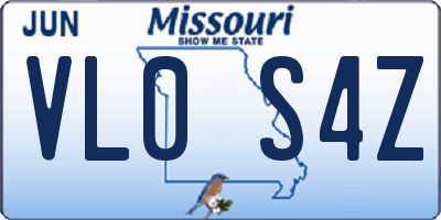 MO license plate VL0S4Z
