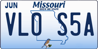 MO license plate VL0S5A
