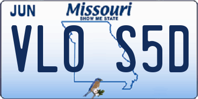 MO license plate VL0S5D