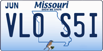 MO license plate VL0S5I