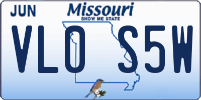 MO license plate VL0S5W