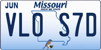 MO license plate VL0S7D
