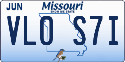 MO license plate VL0S7I