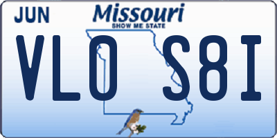 MO license plate VL0S8I