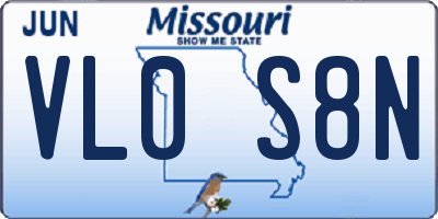 MO license plate VL0S8N